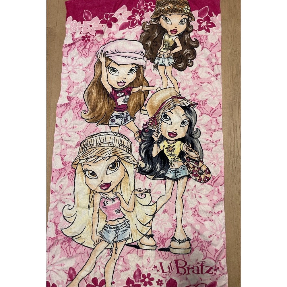 Vintage Lil Bratz Paradise Beach Towel‎ Hot Pink Flower 4 Doll  MGA 2003 Y2K
